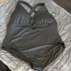 22W Lauren Ralph Lauren Black One-Piece Swimsuit